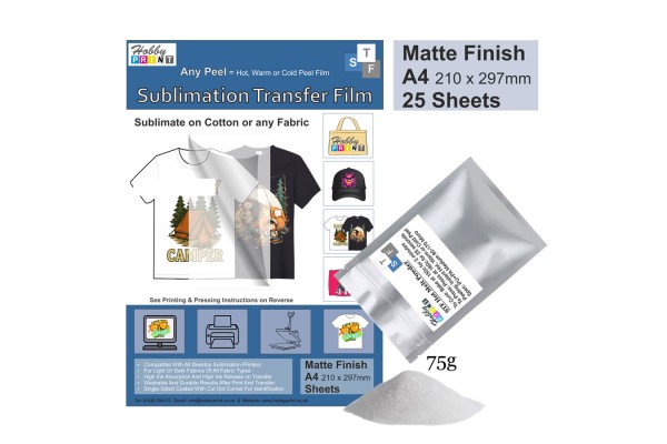 Sublimation to Film Kit for Printing onto Cotton T-Shirts - 25 x A4 Sheet Pack