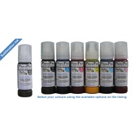 7 Ink Colours of PhotoPlus Sublimation Ink for Epson Ecotainer Printers. Select Colours or Sets.