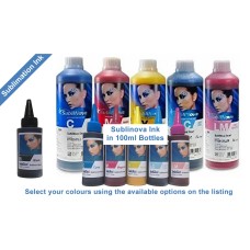 Sublimation ink in 100ml Bottles for Epson Printers, Select ink colours, Sublinova Brand