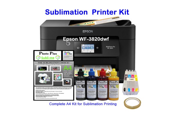 Fast A4 Dye Sublimation Printer Bundle - Epson WF-3820DWF with HobbyPrint® Sublimation Kit.