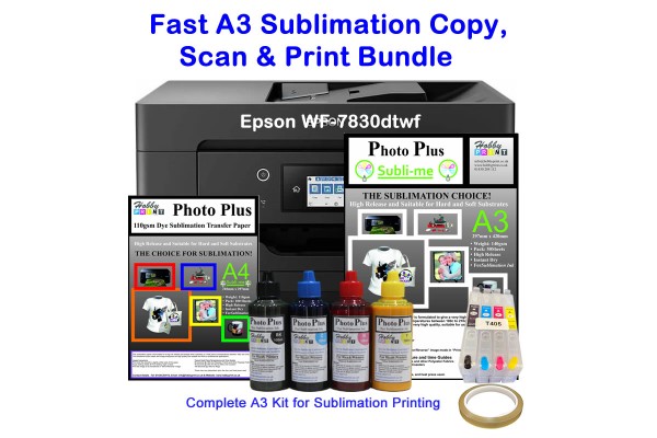 Fast A3 Sublimation Printer Bundle – Epson WF-7830 with HobbyPrint® Inks, Paper & Accessories